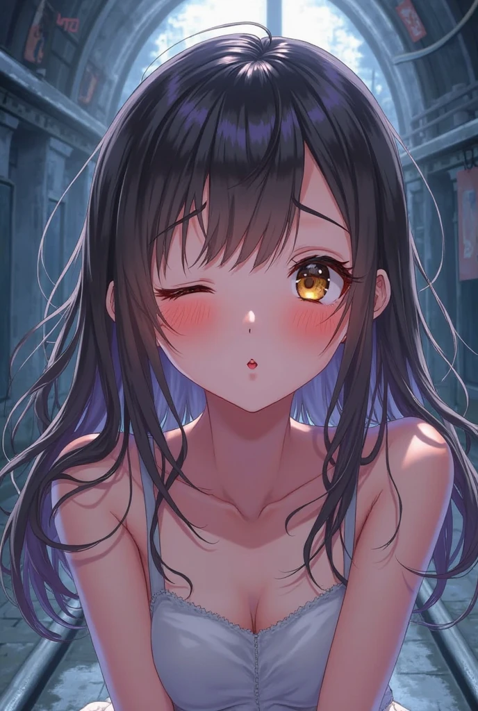 ((masterpiece:0), best quality, very aesthetic, newest, absurdres, detailed, high quality)
BREAK
highest quality, top quality, details, highres, ultra fine painting, digital art, official art, cinematic, 4k, 8k resolution, 8K CG wallpaper, CG, original artwork, detailed background, colorful background, blue atmosphere, High Dynamic Range, blurry background, blue hour, Starburst effects, crepuscular rays, good ISO, high resolution, wide shot, from far away, RAW photo, POV, sharp focus, light reflection, reflections, intricate details, soft light, particle noise, professional photography, bokeh, depth of field, natural lighting, vibrant colors, looking away, detailed lights and shadows, stylish, ultra-detailed, top rated on Pixiv, trending on Artstation, niji style, modern-days, master crafted, pose
BREAK
solo, 1girl, pale skin, correct fingers, detailed hand, (big breasts:1.2), tight breasts, big thighs, small torso, short body, flushtered, blush, anxious expression, casual, slim, ((cute, childlike face):1.3), nice hips, nice body, brown hair, (very long flowing hair, (big 2 buns hairstyle)), long bangs, long hair, middle hair bangs, brown eyes
BREAK
((naked:1.3), bare skin, nipples, vulva)
BREAK
a person walking down a street with a crowd of people, crowded street, crowded streets, in front of a large crowd, giant crowd, girl walking through city, people walking down a street