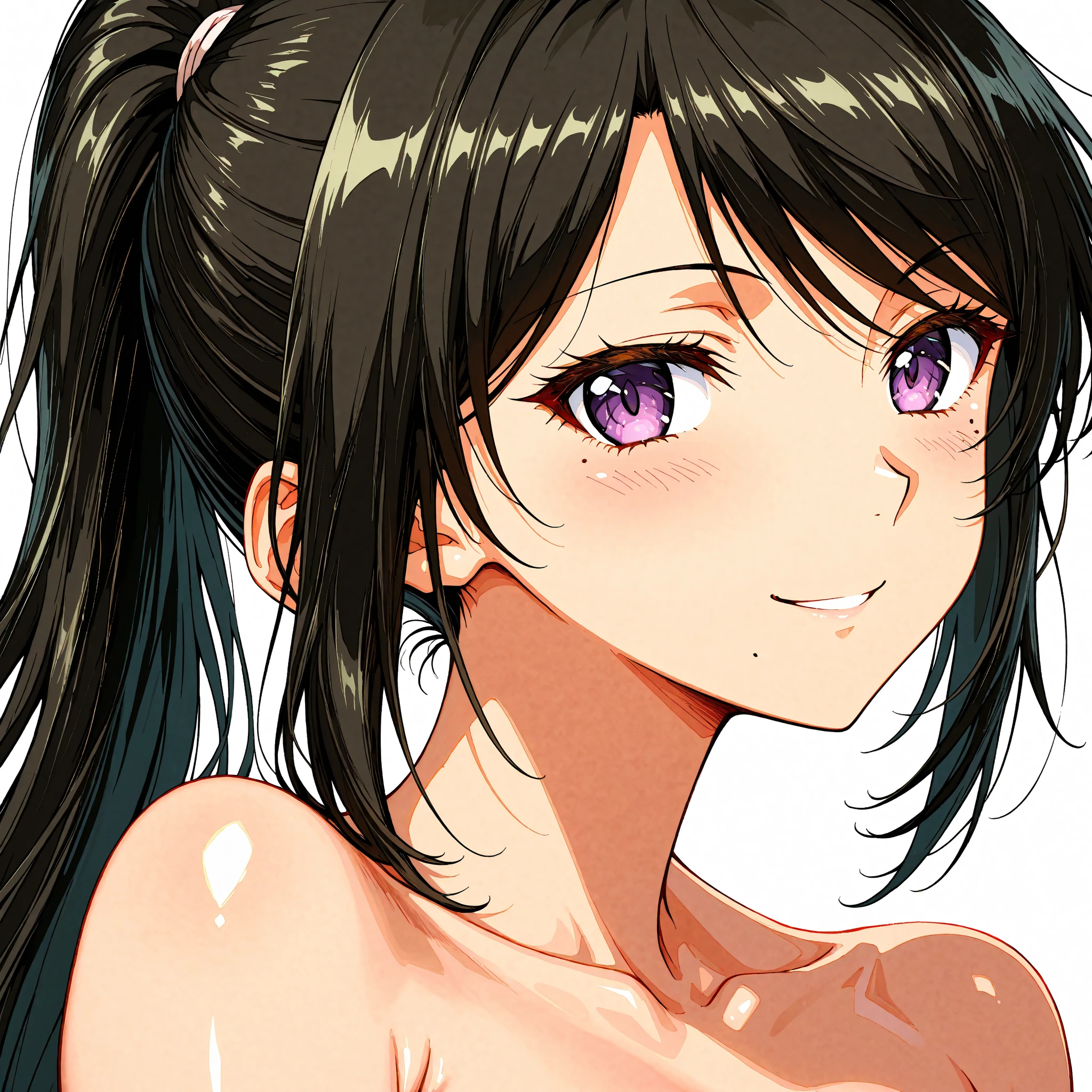 (high resolution,detailed, raw photo,Very realistic,8k),(Masterpiece: 1.3),((high resolution,detailed, raw photo,Very realistic,8k),(Misato Katsuragi),(highly detailed symmetrical attractive face),(purple hair,detailed hair),(seductive smile),(looking at the camera),(brown eyes,detailed eyes),(high detailed skin, skin pores),(seductive pose), (full body view,uncovered,unclothed)