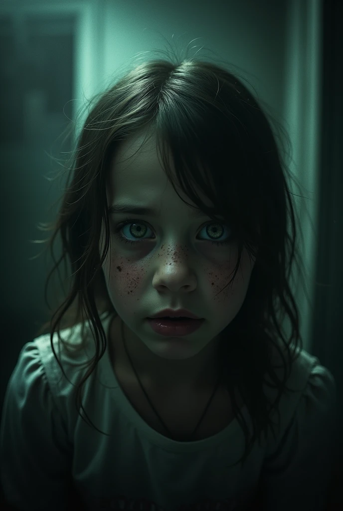 Horror picture of one girl crying
