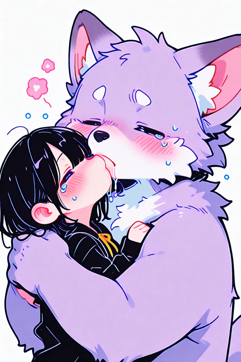 A male dog corgi with talk english Dialogue sayings clearly black fur with red colour eyes,naked and he begging to stop with tail being hold tight and pull by hand, body trembling and Satisfied with small cock are have sex by Dolphin in water