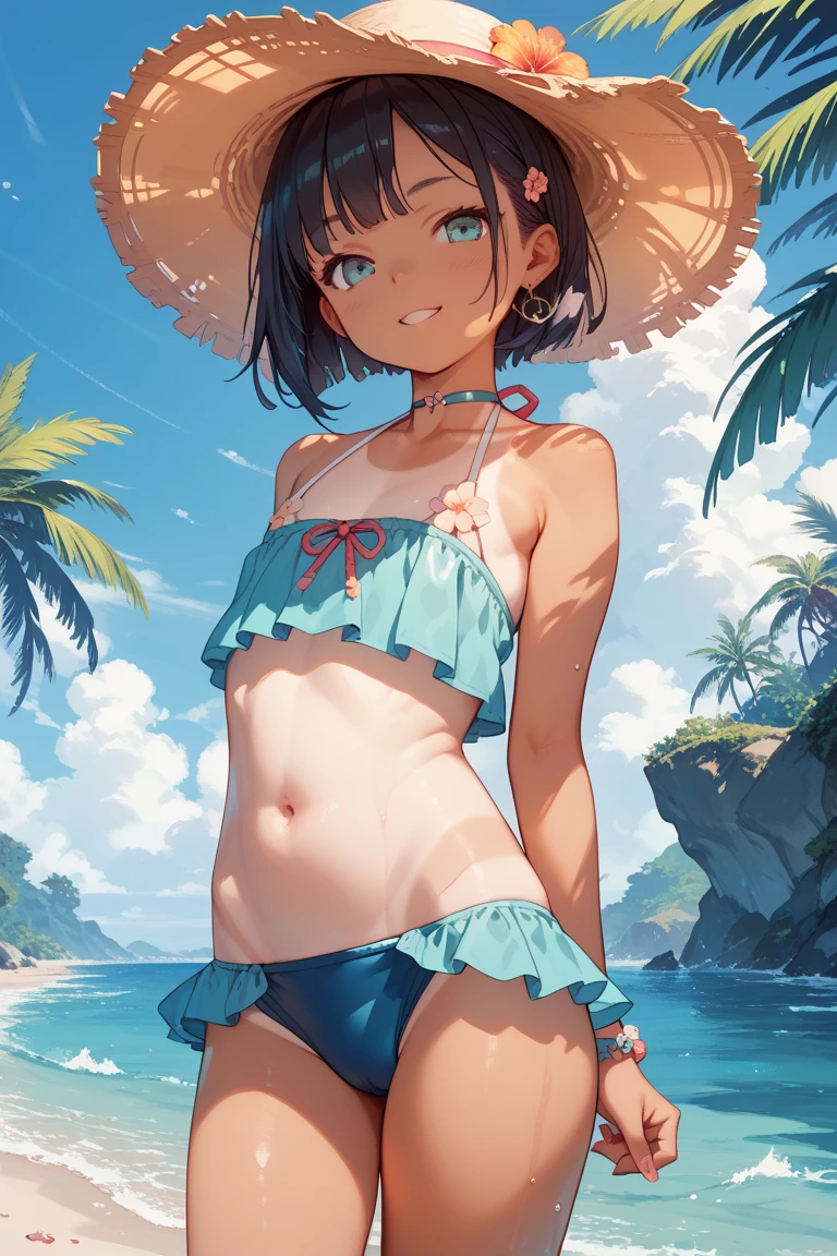 (nsfw),lure, ((all fours, Show me your ass, Angle from below)), (((Light blue micro bikini bra, nipslip, Underboob, ))), Detailed depiction of nipples, , cute, Sweat, (masterpiece, Highest quality, 8K ultra-high resolution:1.4), Pokemon Riko, (tropical, Beachside, Flowers: 1.4), Written boundary depth, Focus of the film, From a dramatic angle, Emotional composition, Emotional engine full throttle BREAK Young and cute, Slender body, Flat Chest, Provocative, ((Embarrassed face)), Expressions of affection, Highly detailed glossy skin,Sweat, topless, Exposed breasts, Shorts, Wet and shiny thighs, 完璧なPokemon Rikoトップブレイク
, Wind, detailed in the Wind, petals dancing in the Wind
BREAK
ultra detailed crystal eyes, Eyes like shining jewels