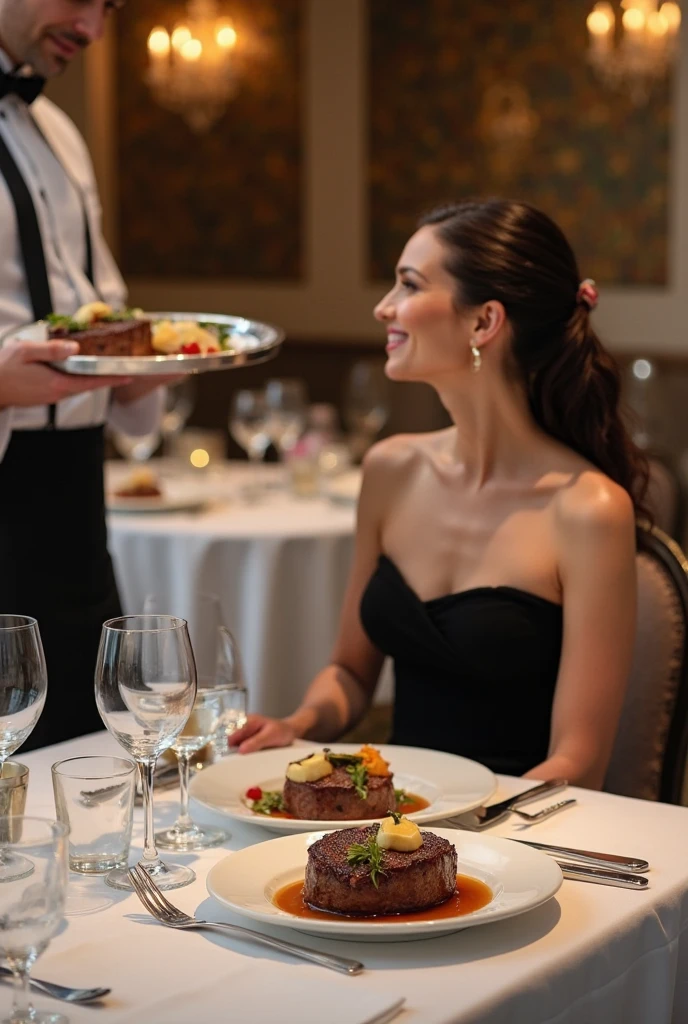 Serving food to guest

