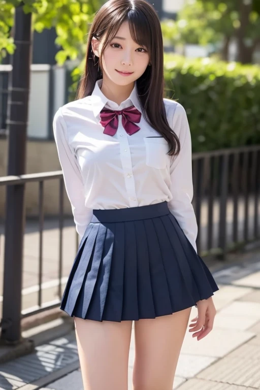 Cute Girls、high school girl、Idol、uniform、mini skirt、See-through、Fluttering in the wind、sit、White cat ears