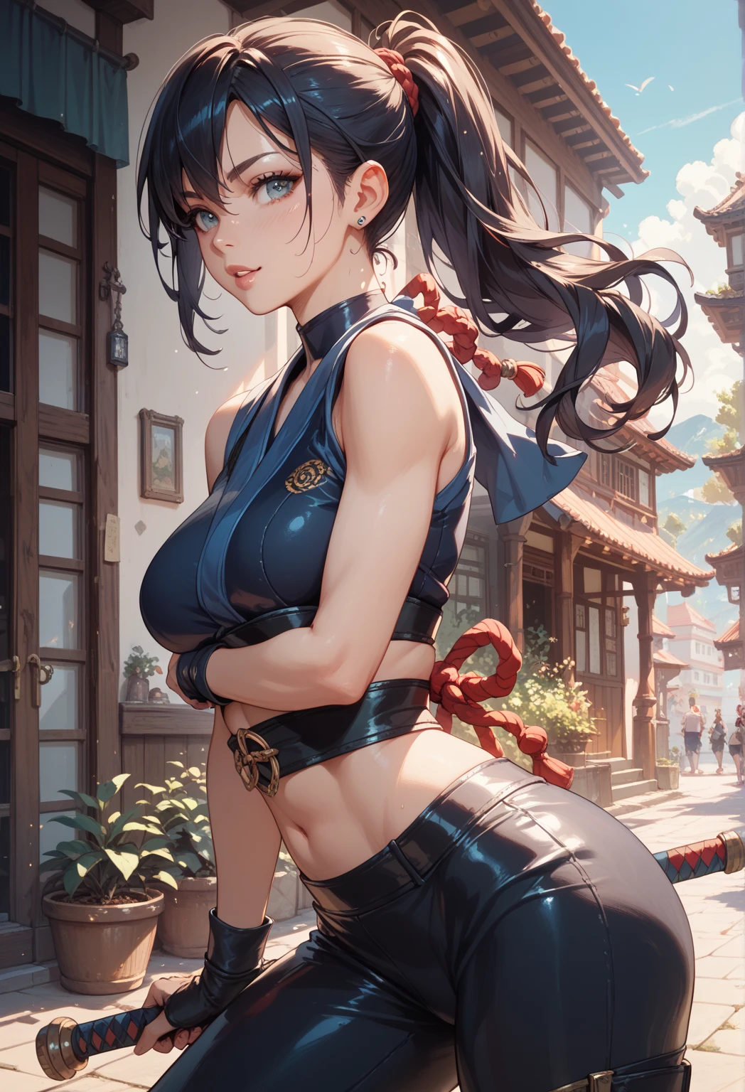 ((Best Quality, 8K, Masterpiece: 1.3)), Sharp Focus: 1.2, Beautiful Woman with Perfect Figure: 1.4, Slim Belly: 1.2, ((Layered Hairstyle, Room: 1.2)), (No Bra) (Large and Beautiful Hard) (Thin and Wet Buttons Up to Shirt Length: 1.1), (Tights Wet by Rain), (Rain, Street: 1.2), Wet Body: 1.1, Highly Detailed Face and Skin Texture, Detailed Eyes, Black Pantyhose, Double Eyelids, Sexy, CAOCOM' Chun Li