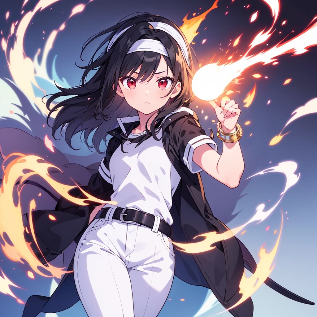 1girl, solo,cat ears, fire