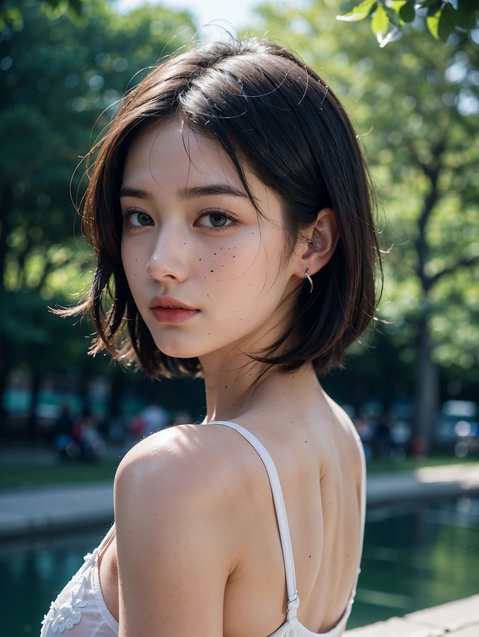 (Ultra detailed:1.3) ((((best quality))) , (((ultra detailed))) , (((masterpiece))) , illustration,Fashion, lipstick, ray tracing, depth of field, 1girl,(solo:1.5) , looking at the CAMERA, glossy skin, counterpoint, female focus, model, (medium breasts:1.3),mischievous face cool, perspective, fine fabric emphasis, budget haze,ojou-sama pose,
beautiful young female, Pixie Cut, tank top, leaning forward, art by Adrian Tomine, art by Agnes Cecile, sexy, seductive, shadow, dramatic lighting, park, black and white
Hotify, Prettify, PrettyEyes