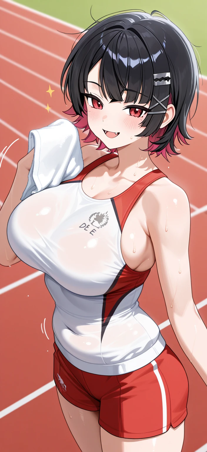8K,master piece,anime,Perfect Anatomy,Suguha Kirigaya,1female,crossed eyes,(rolling eyes),open mouth,(tongue out),(crying),cheerleader clothes,underboob,sideboob,(highleg),((lowrise micro skirt)),short hair,(huge perky breasts),(panty shot),(Very small waist and slim body)