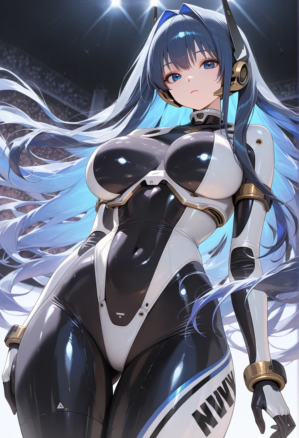 18-year-old girl。Her body is curvaceous.、Have big breasts、smile, With clear eyes and an open mouth。Arms are lowered。She has short black hair and bright black eyes..、Wear a Taimanin suit。(taimanin suit:1.6)