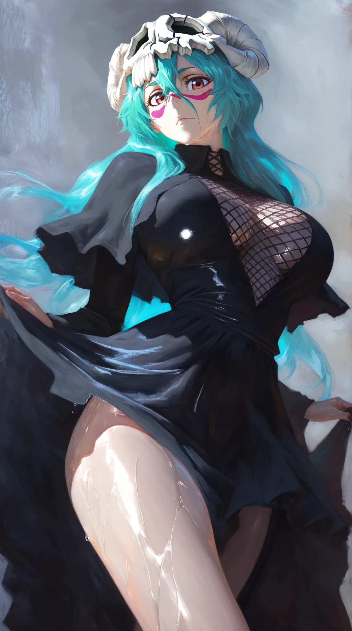 nude anime girl,black mix blue hair ,18+, no clothes, sweet, sad face, cry, sad,show breast, medium , wet, tits, nipples, horny, sexual, full HD,lying in the grass, forest, snow