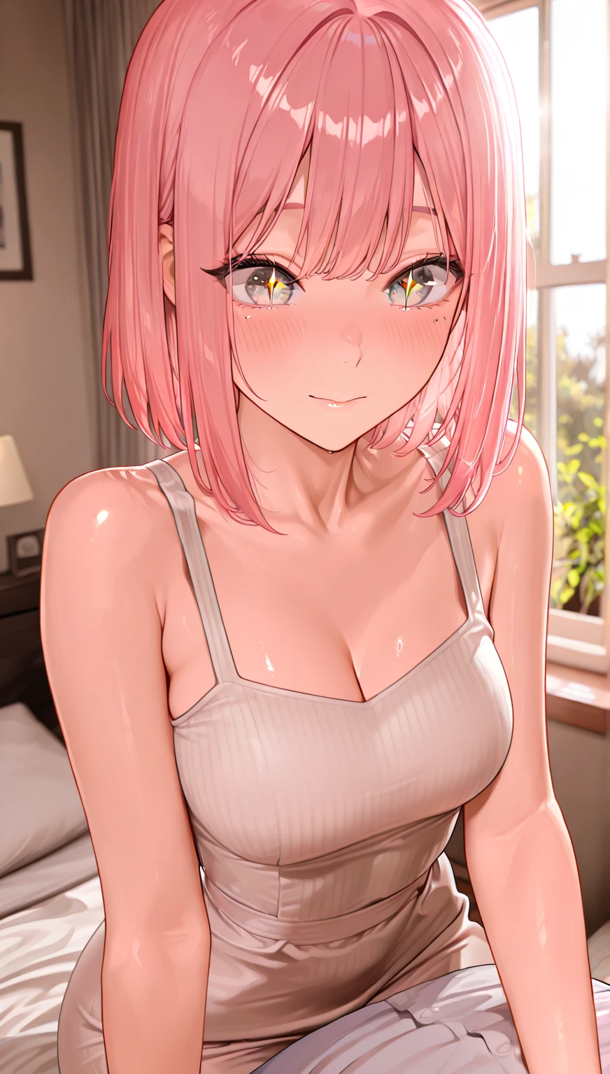 masterpiece, absurd, (intricate details), (colorful), cinematic lighting, extremely detailed 8k CG unit wallpaper, large breasts, Sakura haruno, puppy position, pov, nsfw, provocative, smile, embarrassed, nude