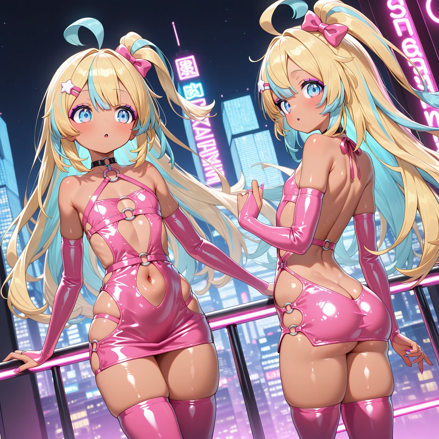 two aroused and embarrassed young_girls, (grabbing another, leg lift, yuri, 2girls:1.2), reluctant orgasm. [macro lens] photo capture, [ultra-realistic], [RAW color] photo, [dark theme, backlighting], young and enchanting, scene [takes place in a] hazy (stripclub). 
BREAK 
scared and crying expression, [dense and misty fog effects], [subtle variations] in opacity and color. Illuminated fog with [warm glow], [dim romantic lighting], [visible] [steam] [adds to the] stripclub, metal_choker. detailed sweat glistens on her nubile figure. 
BREAK 
[subtle moisture] [trickling] down her slick [skin]. [detailed] [moisture] on [skin] from orgasm. [glossy] and [shiny] skin. [glistening perspiration]. fine detailed [skin texture], [fine-hairs], [realistic photo]. burlesque uniform. tears fall on breasts. 
BREAK 
[soft diffused backlighting], [dark and sinful] atmosphere, [subtle shadows] fill the stripclub. [sensual and intimate] image, showcase of female form beauty, [tense] stripclub environment. [foreboding] and [erotic] scene, [subtle steamy] nightclub. 
BREAK 
detailed cameltoe. [color grading] enhances [tempting scene], dark neon stage lighting, [deep shadows]. highres and [crisp] photo, [sharp focus] on [slick skin], mesmerizing heat-shimmer effect. dark-glow filters through fog to crystalize on her slick chest. 
BREAK 
she has (blonde-hair) with damp glimmer, low twintails, floating hair. [photo-realistic] beauty from [head to toe]. Subsurface-scattering through every strand of delicate hair. (ballet leotard, reflective pink nylon:1.1). mother of pear. 
BREAK 
[long proportional legs]. [diffuse reflection] on her [visible skin pores], [healthy skin tone], slim skinny [figure], [narrow hips], [narrow shoulders], [spread legs], (medium breasts:1.15), [realistic skin-color gradient], thin thighs.
BREAK 
half-closed eyes, sad reluctant look, delicate tears, [smooth, glossy skin]. A [detailed and realistic portrayal] of her body, [high-resolution] facial features, cutely delicate moaning, [detailed skin texture] of crying face. pussy juice. 
BREAK 
Irises are [photorealistic] with [symmetrical] placement, [gradual fading from the pupil to the iris color], realistic effects on eyes. [semi-transparent layers] add depth to eyes, [delicate eyeliner] accentuates her eyes. [radiant] (glowing blue pupils). 
BREAK 
Taken with [wide angle lens], [specular reflection], (on-stage:1.1) performance. A Lifelike [real depiction] of (stripclub:1.1), intricate detail, [ray-tracing], [8k], [realistic], [yuri, forced partners], (complicated background, best quality:1.3) image, portrayal of (blushing) young girls. 
<lora:oil2.0_2-512-64:0.4>, <lora:add_detail:0.45>, <lora:LECO-BBbAA_100steps:1.3>, <lora:lowra_v10:0.45>, <lora:Warm Snow_20240127041602:0.35>, <lora:20231113-1699862111955:0.35>, <lora:Yuri_breast_touching_clothedV2:0.4>