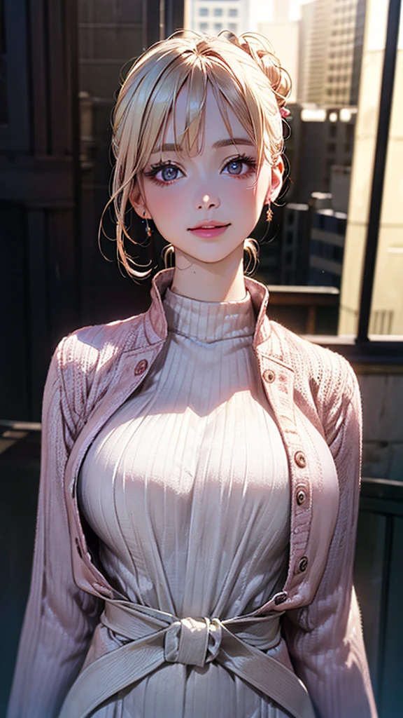 Please follow the all prompts below exactly and faithfully, This is a masterpiece of the most beautiful digital illustrations in the highest quality with maximum resolution, UHD, 512K, 2160p, 10 million ppi, 300 million dpi, natural tones, created with ultra-clear details, the highest realistic skin and hair texture, the most beautiful detailed eye features, a perfect anatomically correct human body, a beautiful background with depth, the rule of thirds, depth of field, and the best and most beautiful natural lighting, 1woman, sexy:1.5, beautiful face sharp, elegant woman, perfect body style, slender, beautiful big breasts, green eyes, blonde hair, hair over one eye, short hair, glossy very thick lips:0.7, pink lipstick:0.7, smile:1.5, Adult woman in a summer casual outfit, skirt with detailed embroidery, short sleeves or sleeveless, including accessories, rainy city street background,
