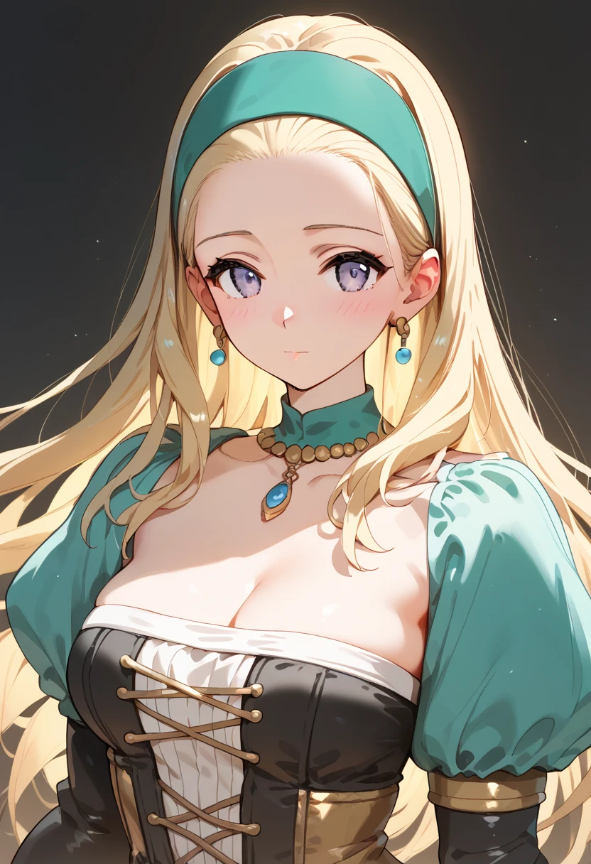 One girl, bag, 前hair, blonde_hair, clavicle, Earrings, green_eye, jewelry, length_hair,((Very large and voluptuous bust)) ,necklace, shirt, smile, alone, upper_body
((highest quality)), ((masterpiece)), (detailed), ultra detailed