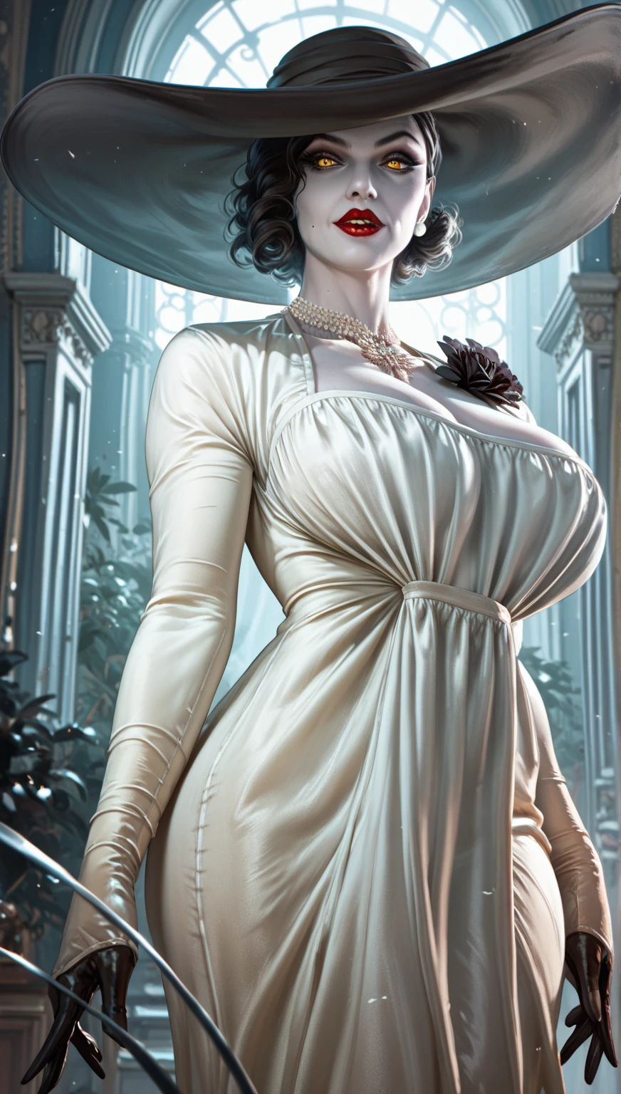 Blur the background,Highest quality,Perfect Face,Perfect figure,Cleavage is seductive,Seductive physical beauty,Hyper HD,Textured Skin,Super Detail,Ultra-fine,Realistic,Oversized breasts,Wearing a dress,Cool clothes,Perfect Face,A sophisticated eye,3D rendered character art 8k,Fantasy Characters,3DCG,Long legs,Beautiful feet,Highly detailed characters, Unparalleled beauty, Cinematic Flowers,European cityscape, Movie Soft Light, Skin type, Jade-white skin, Delicate nose,fashionable,Waist-length black hair,Beautiful and shiny hair,Alluring,Cool Beauty。
