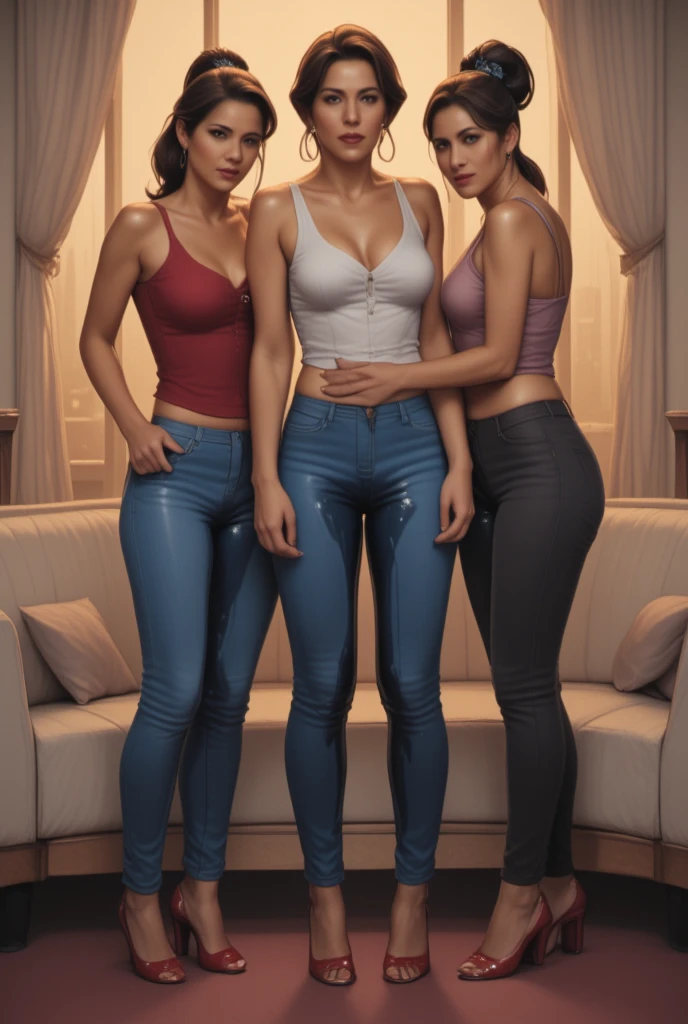 Beautiful, Obra maestra, La mejor calidad, Cara extremadamente detallada, Perfect lighting, 1 chica joven, solamente, GiovannaMS, Disparo de vaquero, Camisa blanca, pantalones negros, sentada, piernas abiertas