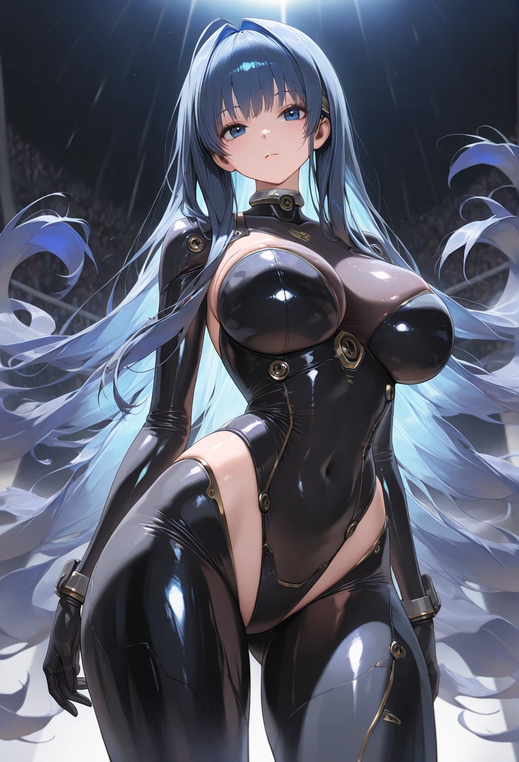 photorealistic, (hyperrealistic:1.2), beautiful, masterpiece, best quality, extremely detailed face, perfect lighting, full body, large breasts, wide hips, thick thighs, detailed eye makeup, detail face, nice detailed eyes, slanted eyes, heavy eye makeup, 1girl, long hair, (low) twin-tails, (beautiful clear Blue ball hair fastening), cute cheeky smile face, simple background, grey background, glossy orange hair, juicy thick thighs, full body, shiny skin, smooth skin, skinny body, (young:1.3), (flat chest:1), perfect anatomy, absurdly long hair, bangs, eyes visible through hair, twintails, brown hair, shiny hair, snowflakesdetailed cute anime face, no facial features, clear eyes, closed_mouth, flat chestbest quality, purple eyes, white skin, headband, extremely detailed CG unity 8k wallpaper, ultra detailed, extremely kawaii, LOOK AT THE VIEWER, nsfw, boobs out, in room, fantasy, micro bikini