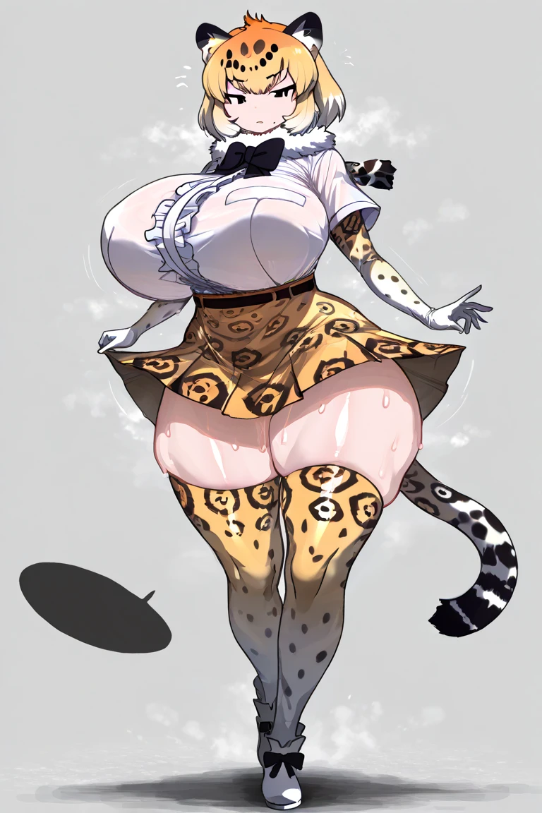 "a fluffy anthropomorphic (golden) (cheetah) (golden yellow fur silver eyes fat and large black cheetah markings) wearing (fancy black dress), high quality digital art" Female cheetah, fat, fat belly, fat thighs, fat arms, lovehandles, big breasts, silver eyes, golden yellow fur, black cheetah markings, black dress, silver earrings, silver bracelets, silver rings, silver necklaces,