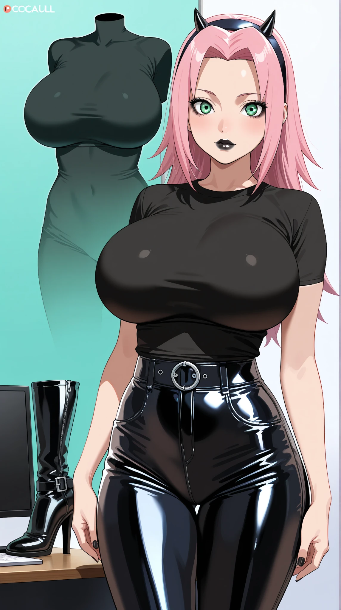 tall woman , high-waist e seios gota, Kale, mulher pelada Kalea, high skinny thighs, Legs long, high-waist, huge huge ((work of art)),(((best qualityer))),((character design sheet)) ,((Vulgar)) , voluptuous girl, ssmile,((between the breasts)) , , pink hair, pink hair, Kalea, naked, naked, vagina naked,, naked vagina, naked pussy, seductive look with pleasure

