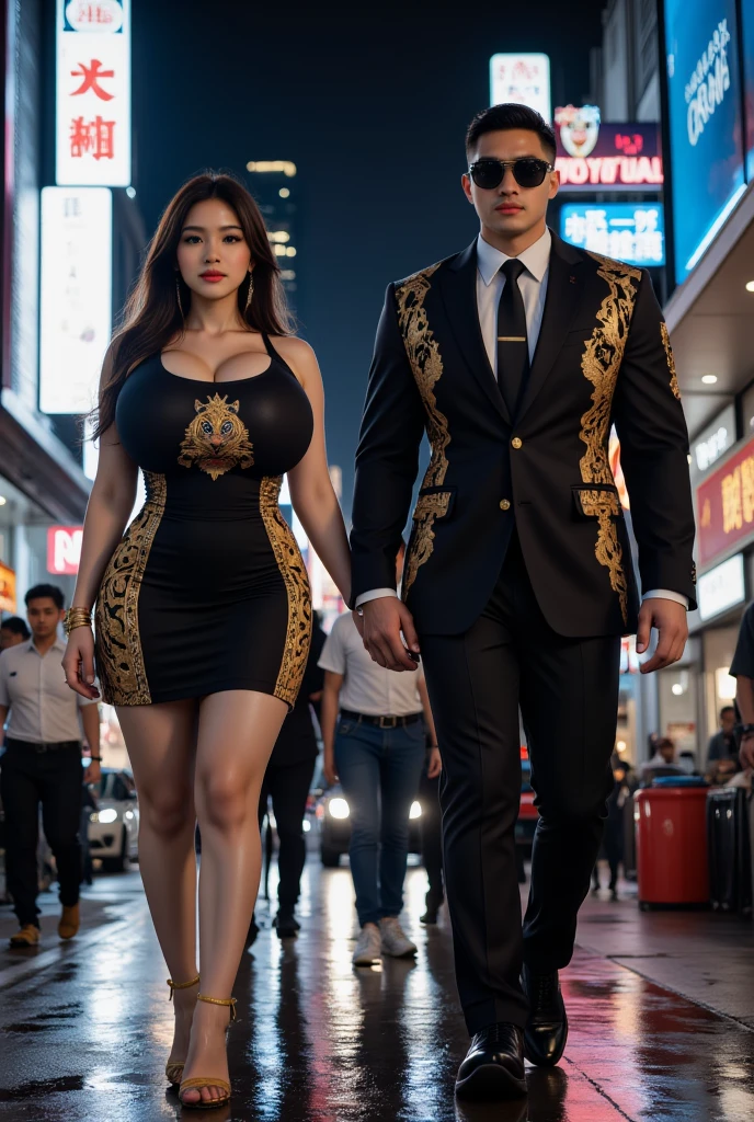araffe dressed in gold and wearing a hijab and a suit, inspired by Hedi Xandt, amouranth as a super villain, elegant glamourous cosplay, in style of kar wai wong, dressed in expensive clothes, movie still 8 k, gold suit, shot on canon eos r 5, shot on canon eos r5, sexy movie photo