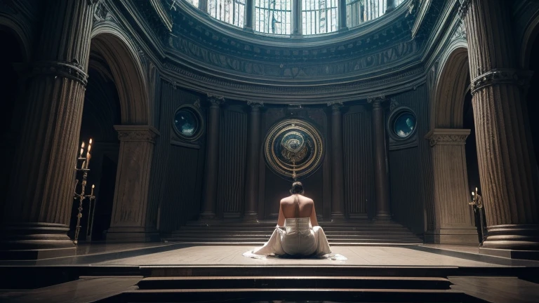 a naked hourglass figure woman, on all fours, in front of the Roman Colosseum, ancient Rome,  back view, highly detailed, cinematic lighting, dramatic shadows, photorealistic, 8k, HDR, intricate details, chiaroscuro, dramatic poses, rich colors, dramatic atmosphere, dynamic composition