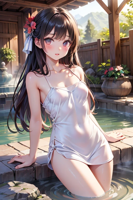 Highest Resolution,Highest quality,１People Girls,beautiful girl,Full body close-up,The body is frontal,looking at the camera,Standing posture,Crying face,Tears,Stringy saliva,Open your mouth,Sticking out tongue,Saliva,Tears overflow,Dripping a lot of saliva,Drooling,Swimsuits by the pool at night,Night view,
