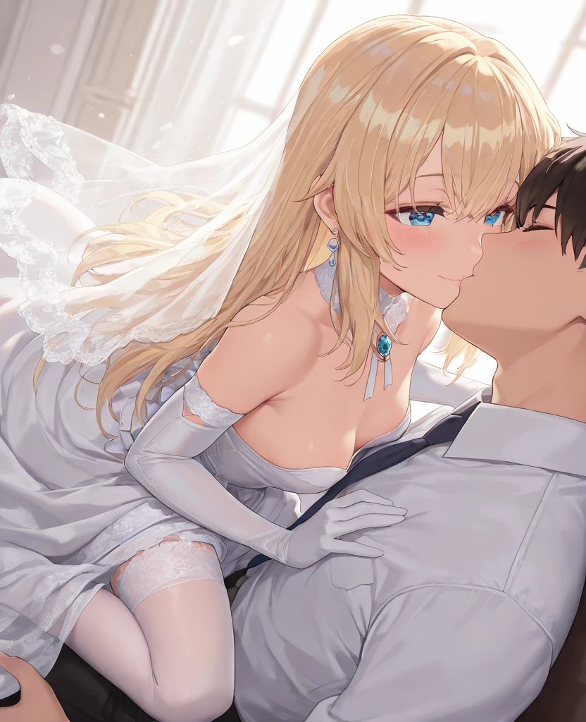 ((masterpiece)), Highest quality, Very detailed,(One Girl),Yuki Asuna、 Long Hair,Beautiful background ,(((Clothing))), chest, Bent body,Lie in, Look to the side, Worried face, Female genitals in full view, Drunk look, Hot body、Sweaty、Spread your legs、Opening the vagina with your fingers、Female genitalia seen deep inside、 NSFW、I'm being cuckolded、Verbal invitation、In the heat、One boy、他人のchestを掴む、Sitting on a seated man, Later, the man inserted、Heterosexual, (((reverse upright straddle、chestを揉む、Sex with a man, Big penis in vagina、Intense piston movement)))、Browsing Caution, (((Vaginal 、Sticking out tongue、Intense climax、Trembling Body)))、Landscape、Deep Kiss、Wedding dress、Long gloves、garter belt、stockings、Stiletto heels、