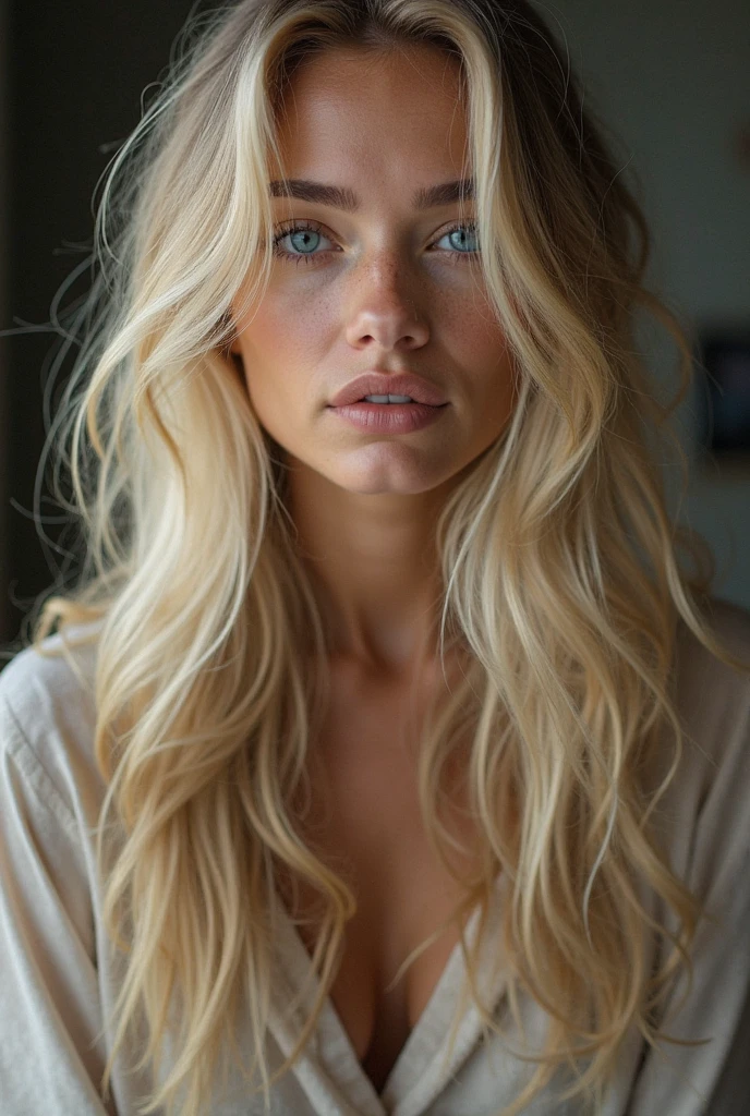 1girl in, age16, Solo, Long wavy hair, small tits, long messy windy blonde hair, looking at camera, o-face, blonde hair, jewelry, Full body, (extremely detailed 8k wallpaper), soft lighting, high quality, film grain, Fujifilm XT3 sharp focus, f 5.6, 50mm, High Detail, Sharp focus,(natural light), (seductive), revealing, Realistic, sexy, tight white t-shirt