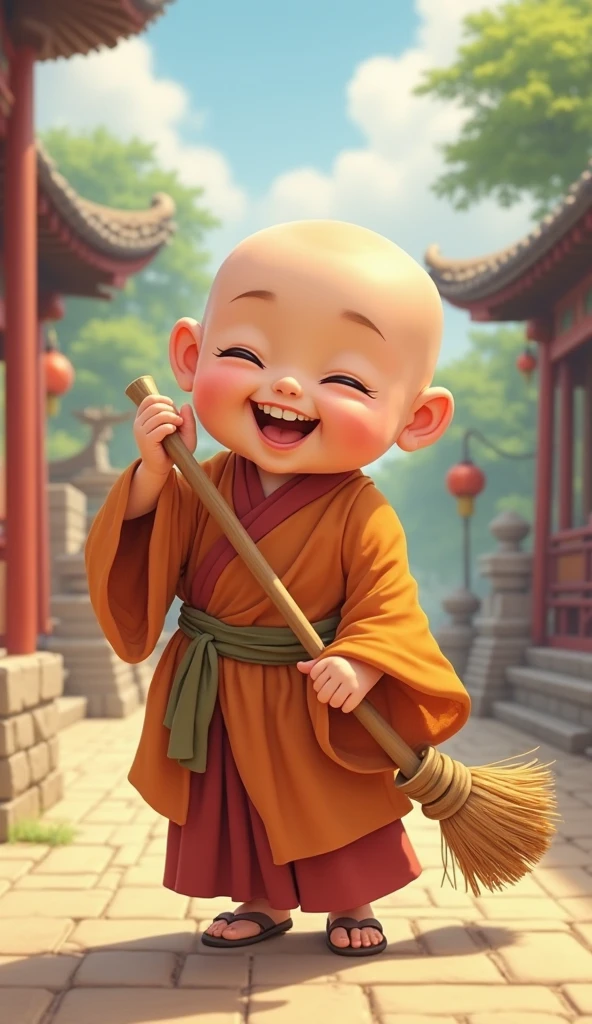 a 3-year-old a,Wearing a white monk's robe,Chubby little face,Big round eyes,A High Bridge of nose,With a smile,had his hands folded,Sit cross-legged。Lotus pattern on background。k hd