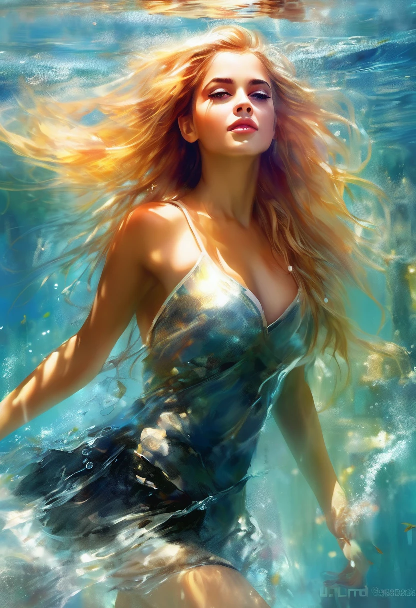 ultra realistic oil paint Latin American Naked woman very long wild blond hair, full body, sun, enlightenment, standing in the water. 4k resolution, intricately detailed, cinematic, full body, detailed symmetric eyes, intricate details, beautiful detailed intricate face, Carne Griffiths and Wadim Kashin concept art, ominous, approaching perfection, highly detailed, smooth, trending os artstation, sharp focus, digital art, perfect composition, Yadaab, hyperdetailed painting, ISO 200, 100mm, DLSR, dynamic, light studio, vibrant, art by Alyssa Monks