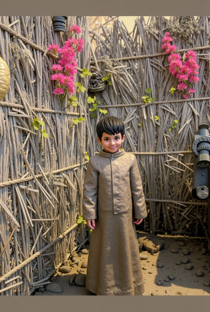 Create a young boy who is God of the element of earth and dresses in green