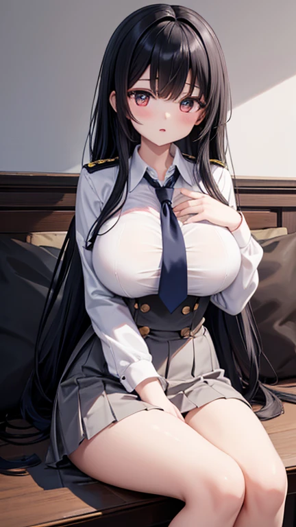 highest quality、Highest image quality、high school girl、huge super tits、A fawning expression、thighs、erotic uniform、Seeding、black hair、long hair