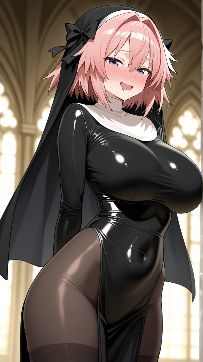 ((masterpiece、best quality、Very detailed)、((A girl))、((Cover your eyes))、Pink Eyes、Smile,((Dark Skin))、((dancer))、((There are many piercings))、((Large Breasts))、Cowboy shooting、Shooting from above,((best quality)), ((masterpiece)), (detailed), (character focus、Breast Focus,whole body), Anime 2D Rendering, Realistic young anime women, Five fingers, Perfect face, Beautiful details, Beautiful Body, Beautiful breasts, Beautiful thighs, (Huge breasts)、Beautiful Feet, (Skin burns), baby face、 Short skirt,Wedding dress、A girl、nun、She turned her face and body toward the audience,Beautiful face and charming shyness,eternal,Hair Cover your eyes,(Large Breasts),Shy,Exceed,Thick Legs,Fascinating three-dimensional,Fascinating three-dimensional,Fascinating three-dimensional,Magical girl,Bright Black,((前发Hair Cover your eyes)),night