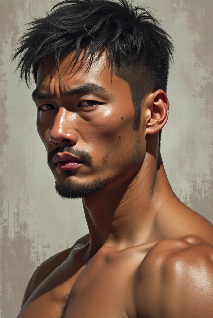 A muscular man,(((((The man was not wearing a shirt,Only a pair of transparent white silk thongs were worn。The structural shape of the internal glans and testicles is revealed,whole body display,))))),Dynamic posture,Clear tattoos,The face of an Asian supermodel,Ultra-avant-garde style,Exaggerated perspective surreal art,Shock instantly,Strong contrast, sharp focus, high image quality,Cinematic lighting Epic lighting,low-saturation,Realistic HDR, 8kHD-ar2:3-NI5 Expressive - S180,No clothes and no pants,did not wear panties,varicosity,The pink glans is plump and swollen,extreme detail portrayal,Perfect body shape face shape。8K Ultra HD picture quality,The whole body is displayed on the front,facing to audience。A masterpiece