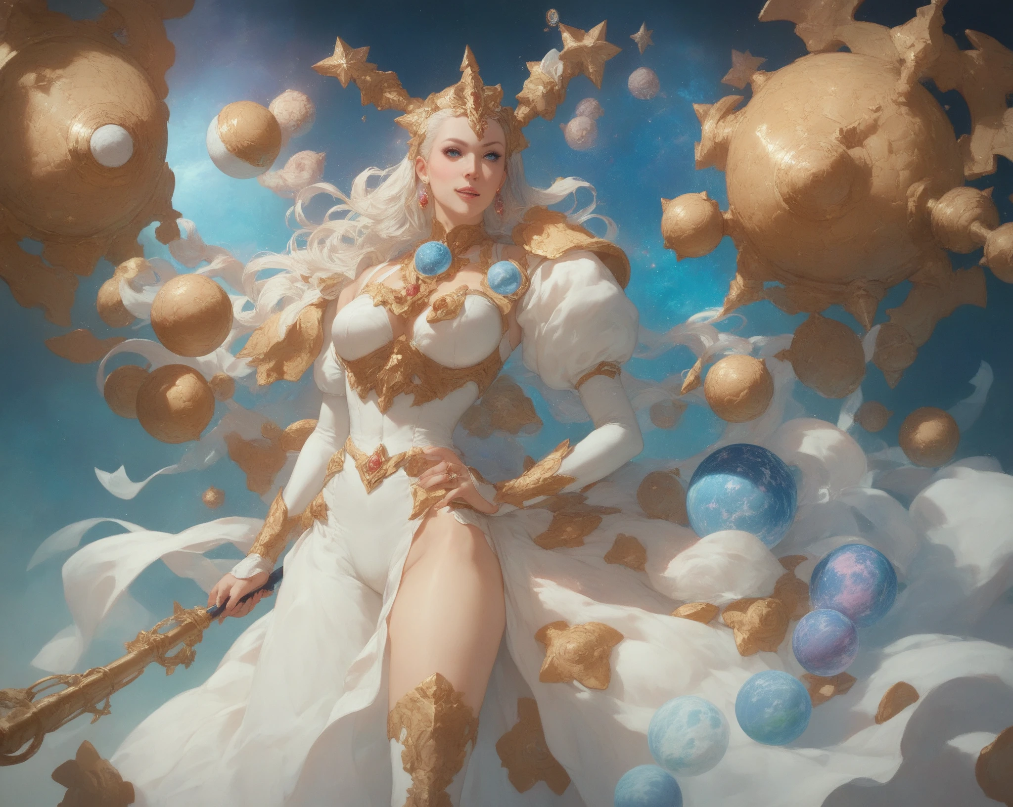 score_9, score_8_up, score_7_up, score_6_up, source_oil_painting, futanari, solo, black background, steam floating, space, doll joints, android, queen, saggy_breasts, golden black nails, black dress, faceless
