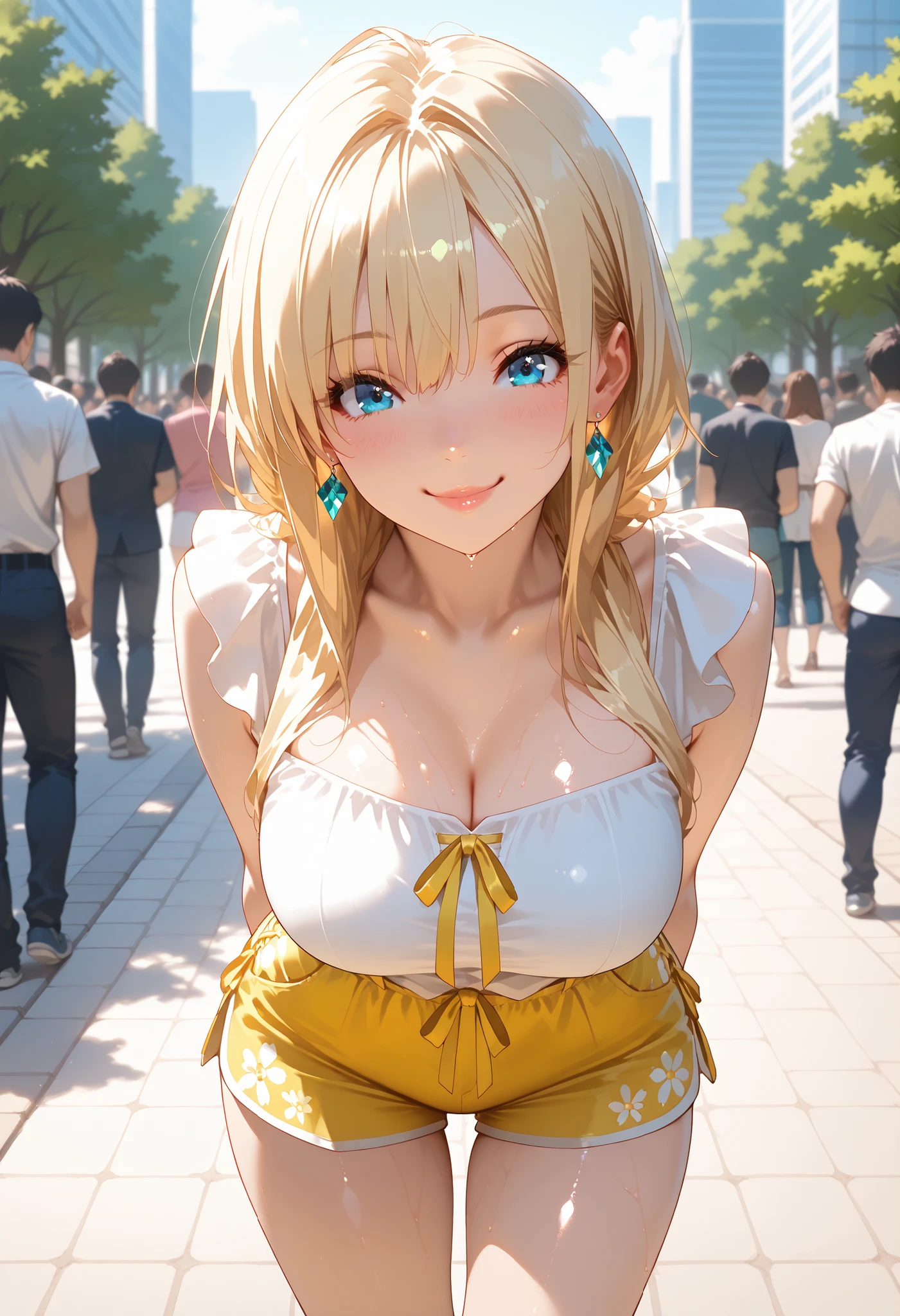 Very detailed, Absurd, Ultra-high resolution, Super detailed, Highest quality,
One girl, alone, Nice hands, Perfect hands,
break
(Grab a shopping bag, Wear plain clothes) 
break
happy smile, smile, Open your mouth, Are standing,
From above,
Seductive pose, Cowboy Shot,
break
slender, cute, Perfectly symmetrical face, 超cute girl, 超cute face, Very detailed目, Super detailedな髪, 超cute, Super beautiful,
break
in harajuku, Shibuya Ward, Tokyo, street, crowd, Cityscape,
break
medium breasts,
(Blonde medium hair, blue eyes), Hair between the eyes