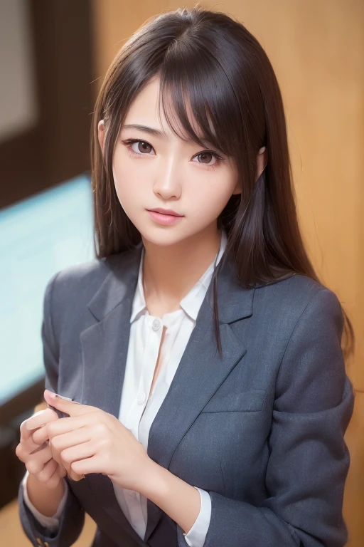 Browsing Caution、1boy、bigpenis、open mouth、kneeling(Kneel)、(sucking a huge dick:1.4)、(Fine skin:1.2), (Shiny skin:1.1),8K,Highest quality, masterpiece, Ultra-high resolution,(Realistic:1.4), RAW Photos,(Soft saturation:1.3),(Fair skin:1.2),1 female, Compensate,(lipstick:1.1),(eyeliner:1.1),mascara, eye shadow, Glamour, Blonde and semi-brown hair, Medium Hair, Asymmetrical Hair, Asymmetrical bangs ,smile、(8K、RAW Photos、Highest quality、masterpiece:1.2)、Beautiful 25 year old Japanese woman、looking at the camera、Highest quality, masterpiece, Ultra-high resolution, (Realistic:1.4), RAW Photos, Very detailed, Perfect Anatomy, Very beautiful Japanese female office worker、Front view、(((She is giving a blowjob to my erect dick:1.4)))、Very close to the butt、Drawing from the knees up、forward leaning posture、 1 Girl, Age 25, ((Wearing a light grey business suit and tight pants、Point your butt up):1.2), (He is wearing a light gray business suit over a white dress shirt.。.。.。.), An innocent smile, Very cute face, very beautiful 大きい black round eyes, Very beautiful slender body, Perfect proportions、Glamorous body、Very beautiful breasts, Very beautiful buttocks in light gray business suit pants, very beautiful thin thighs, very beautiful Realistic skin, Pay attention to the butt、Turn around and look at the camera、 A business suit with attention to detail, A good quality white dress shirt