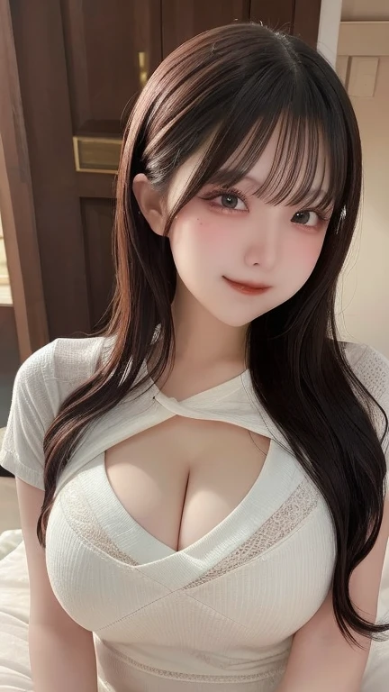 (Highest quality, 8K, Tabletop, Ultra HD: 1.3), (K-Pop Idols: 1.6), 1 sexy girl, (big: 1.2), (Long Hair), Abdominal muscles, Perfect figure, Ultra Fine Face, Delicate lips, Beautiful Eyes, double eyelid, Office Wear, White shirt, Short skirt (humid) ((Stir: 1.5)), detailed , Open Shirt Show, luxury office manager,(Highest quality, 8K, Tabletop, Ultra HD: 1.3), One Girl, Big Breasts,Cleavage、Light brown hair, Blunt bangs, Hair behind the ear, Hair that falls over the shoulders, Long Hair, ((Big Breasts))、Glamorous Body、Ultra Fine Face, Delicate lips, Beautiful Eyes, double eyelid, Perfect glowing skin,Perfect Skin、White skin ,Embarrassed look, Fine cracks,Beautiful feet ,huge ,Expose the muscles、Punk Girl、Sexy thighs、Beautiful Regideum Chest, Cleavageが見える、((looking at the camera))