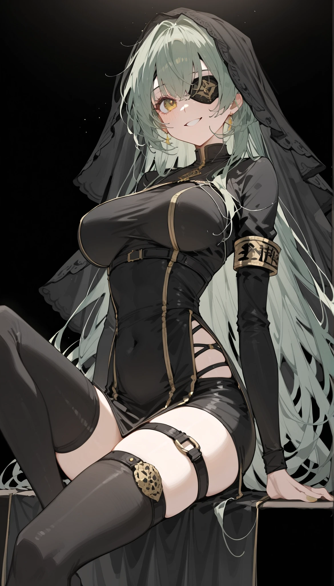 ubel,((ubel of Frieren: Beyond Journey's End )),dark green hair,long hair,side ponytail,hair between eyes,bangs, BREAK (beret, black jacket, open clothes, cleavage, midriff, black shorts, black thighhighs, thigh strap, fingerless gloves, single glove:1.2) , (dynamic angle:1.3, front view:1.1, breast focus:1.3, from below:1.2), (dynamic posing:1.5, sexy posing:1.2, leaning forward), (seductive smiling:1.3),(*K) HD, highest quality, WorKs of masters, High resolution, spread legs, panties shot,1 girl, small nose,(with sparkling eyes and a contagious smile), very beautiful detailed face and eyes, bright colors, cute face, delicate beautiful face, Bright magenta eyes, cute eyes, sparkling eyes, Big eyes, (big breasts:1.3), (perky chest:1.1), (pointed chest:1.0), medium hips, glamorous body, white skin, smile, thin pubric hair, shiny hair, super beautiful face, Super beautiful eyes, Super beautiful hair，trendy outfit，magazine cover，sexy and attractive，explosion of colors，big hairpin，full body esbian，illegal occupation, Real World, Natural light,perfect Natural light,looking at viewer,
