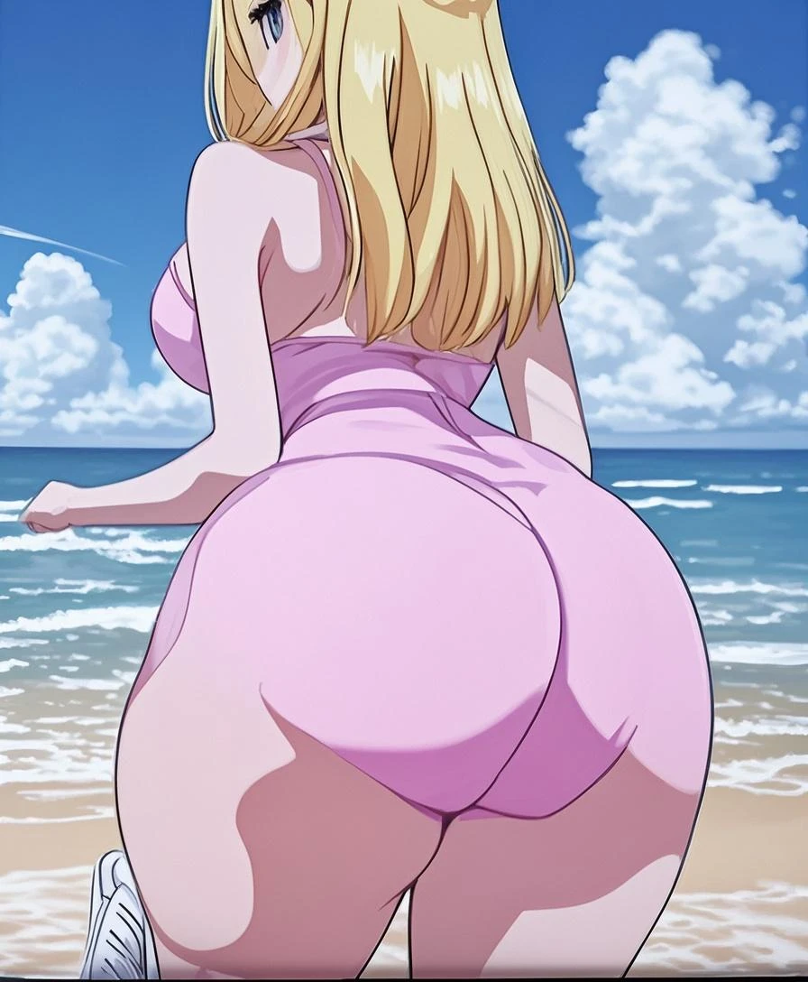 1girl, sexy horny 11yearold blonde slut is wearing a micro bikini and is riding a Carousel at a fair. huge ass, flat breast, looking at viewer
