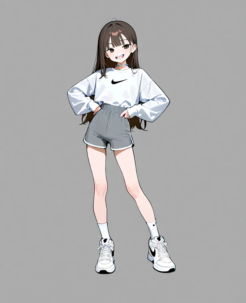 A full size ( head to toe) youthful 20years old blond cartoon anime girl with the image below for posture. Make the girl have legs and make her tall