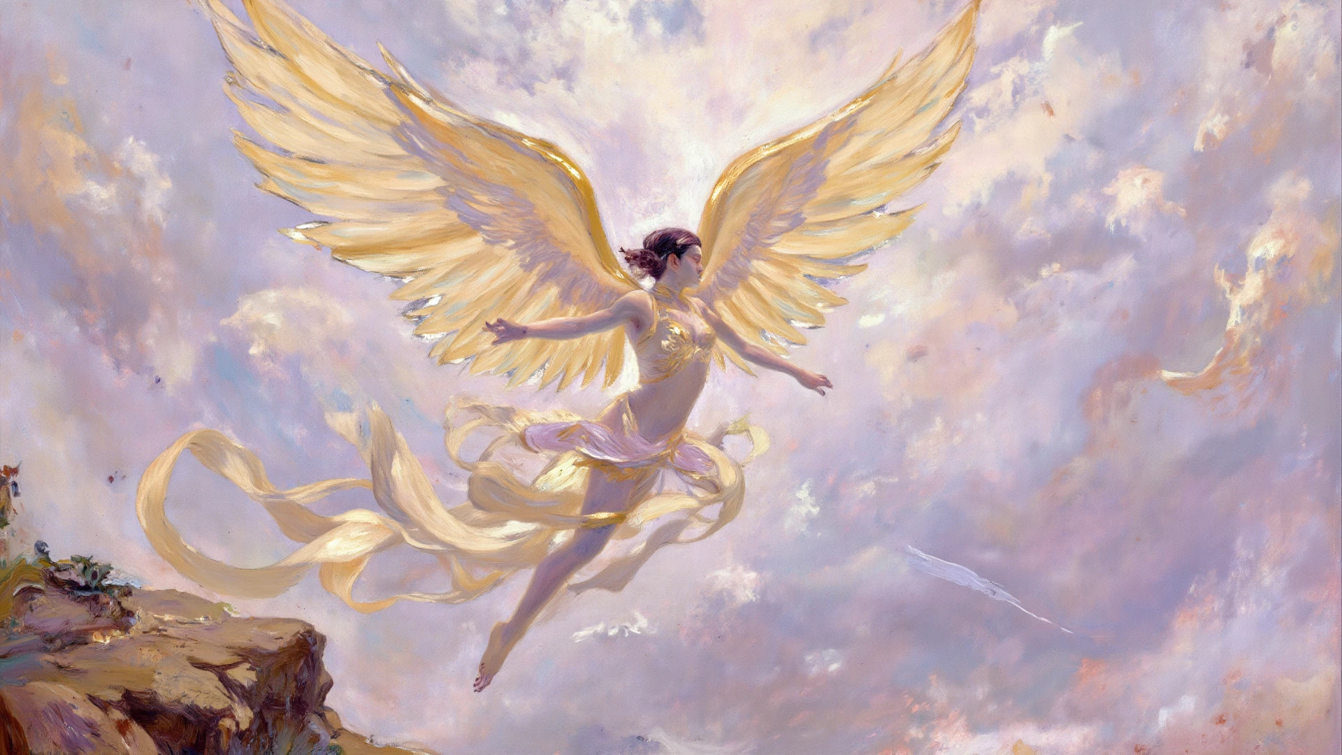 A nude Fary flying in the sky in the sun light