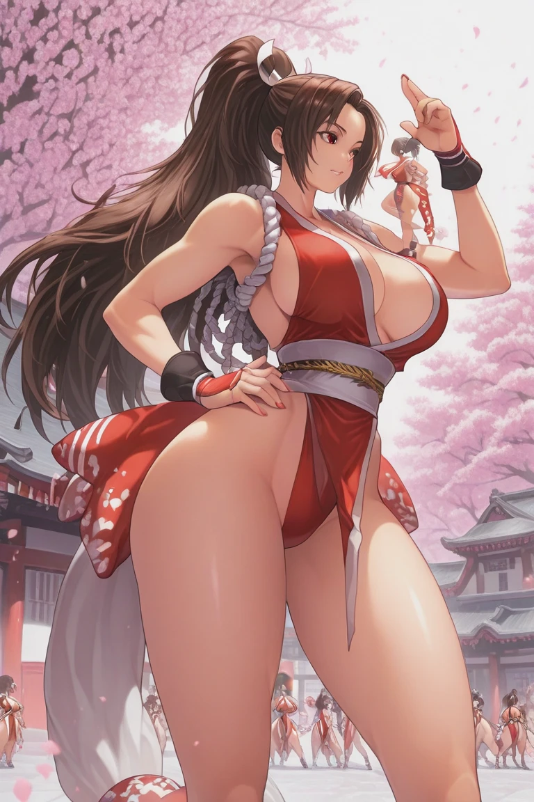 ((Master quality, 8K, masterpiece:1.3, ultra-detailed, high resolution, RAW Photos, detailed Realistic background, cinematic lighting)), Actual, Realistic, photo, HDR, BREAK, detailed eyes, perfect anatomy, perfect hands, BREAK, , One person alone, Mai Shiranui(King Of Fighters), beautiful , (Sitting on a Sun_lounger and posing sexy, spread legs), Grey Eyes, ponytail hair, ( Round and Stacked Breasts ), , Cleavage, Slim waist, , smile:1.5, Sweat-soaked skin, wearing( Slingshot Swimsuit, ), Graffiti art, (, Random Angle, full-body, ), BREAK, , Beach_parasol, Beach cocktails on a round table, dynamic angle, outdoor, beach