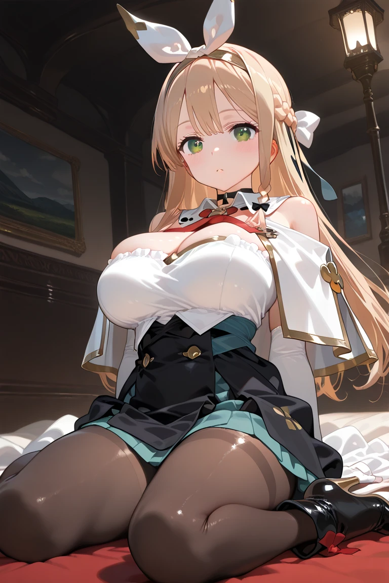 ((highest quality、High resolution、Highly detailed CG Unity 8K wallpaper))、detailed face、perfect body、unparalleled beauty、blonde、beautiful breasts、tits、nipple、open your legs、Embarrassing erotic smile、sexy dress with detailed decoration、((She lifts up her skirt and shows no panties、I'm seducing you))、(Love juice dripping from the vagina)