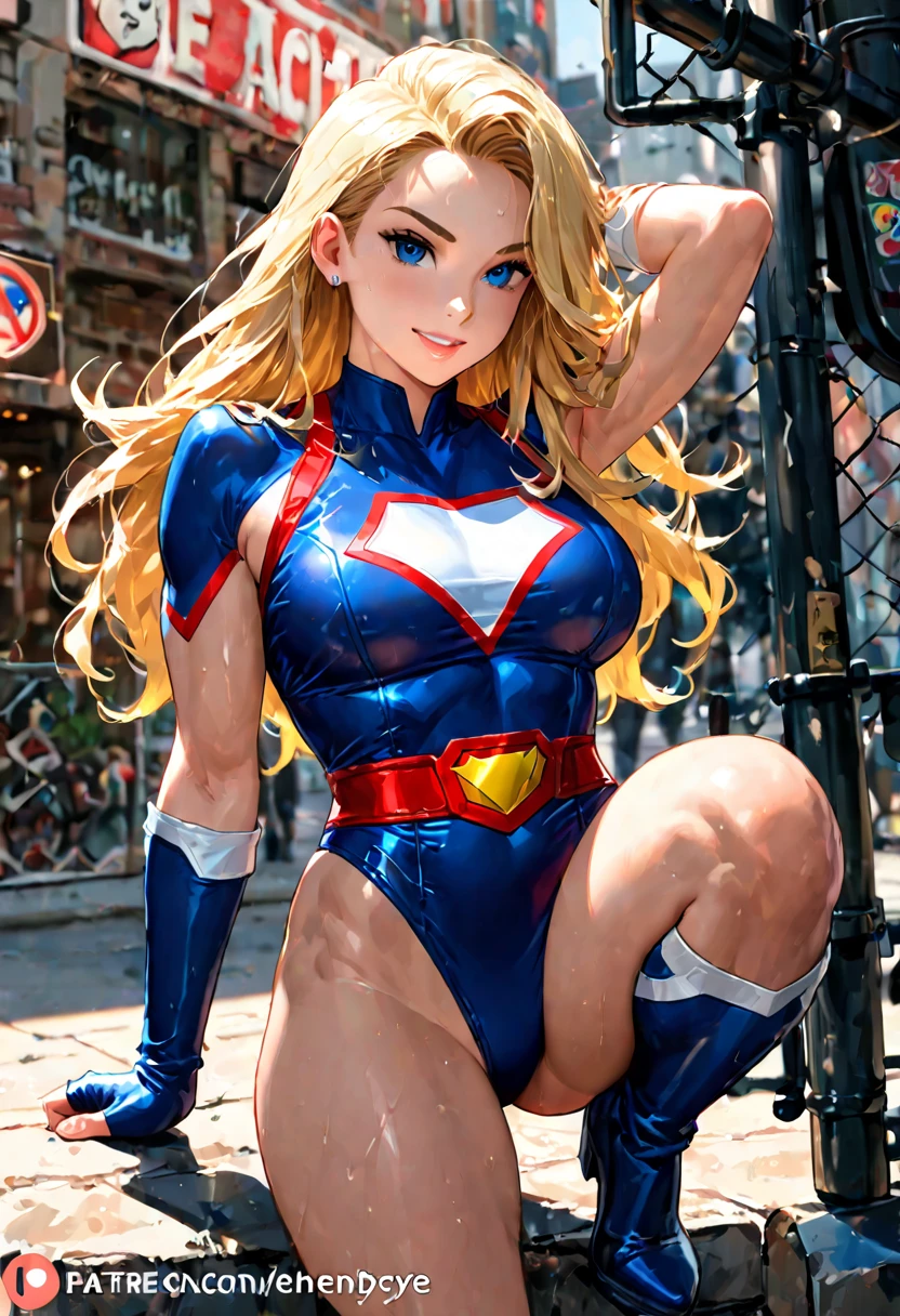 Android 18, (Obra-prima, 4K分辨率, ultrarrealista, muito detalhado), (white superhero theme, carismatic, There's a girl at the top of town, vestindo traje de Homem-Aranha, She's a superhero), [ ((25 anos), (longos cabelos loiro curto:1.2), corpo inteiro, (olhos azuis:1.2), ((pose do Homem-Aranha),demonstration of strength, jump from one building to another), ((ambiente urbano arenoso):0.8)| (paisagem urbana, in the nighttime, dynamic lights), (lua cheia))] # Explanation: The Prompt mainly describes a 4K painting of ultra-high definition, muito realista, muito detalhada. It shows a superheroine at the top of the city, vestindo um traje do Homem-Aranha. The theme in the painting is a white superhero theme, a protagonista feminina tem longos cabelos brancos, is 25 years old and her entire body is shown in the painting. In terms of portraying the actions of superheroines, spiders are employed