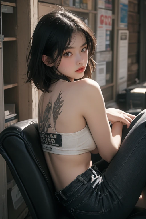 Look into the eyes, Look at me Look at me, Look at me, Look at me, Front of face, Front face, Cross-legged, indoor, Brown Hair, bangs, Sweat, clavicle, clavicle, Cross-legged, Earrings, Look at me, Private room, bed, belt, Abdominal muscles, Abdominal muscles, Abdominal muscles, Abdominal muscles, tattoo, tattoo, Roll up your sleeves, Roll up your sleeves, Roll up your sleevesをした, Roll up your sleevesをした, Black Mask, Black Mask, Black Mask, Black Mask, Tie your hair short, Tie your hair short, (Naked under the jacket,pants,tattoo:1.5)
