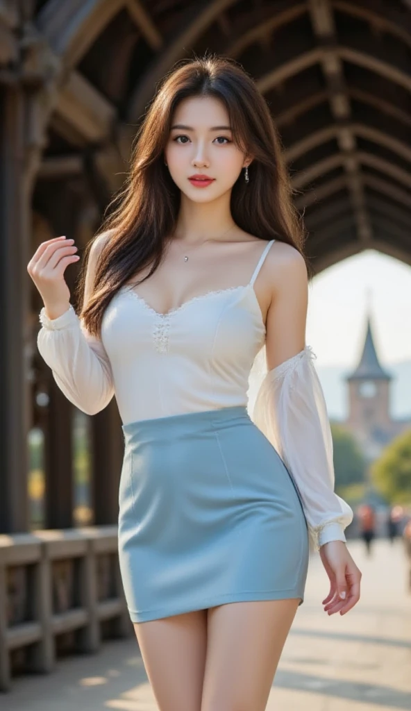 １Man girl、top-quality、超A high resolution、Raw photo、(Authentic skin texture:1.3)、Colossal tits、breastsout、Wavy blonde hair、Picture-perfect face、Professional artwork、((Perfect female body))、Beautiful expression、beauitful face、serene expressions、beautidful eyes、The shirt、pleatedskirt、Clothing、beauty legs、full body Esbian、(Accidental sexy pose:1.3)、(Immersive atmosphere、Chiaroscuro:1.5、brightened light:1.2、Luminous lighting)、(red blush:0.5)、realisitic:1.3、longshot、(ambient lights:1.3)、Professional artistic background、、Beautiful green background、Walking in the park、peeking out from above、upturned ass、Show me your sloping buttocks、Appeal to viewers、spill、（Nipple process: 1.3)、s ass、Turned、、upturned ass、Show me your sloping buttocks、upturned ass、Stick your big butt out towards the viewer