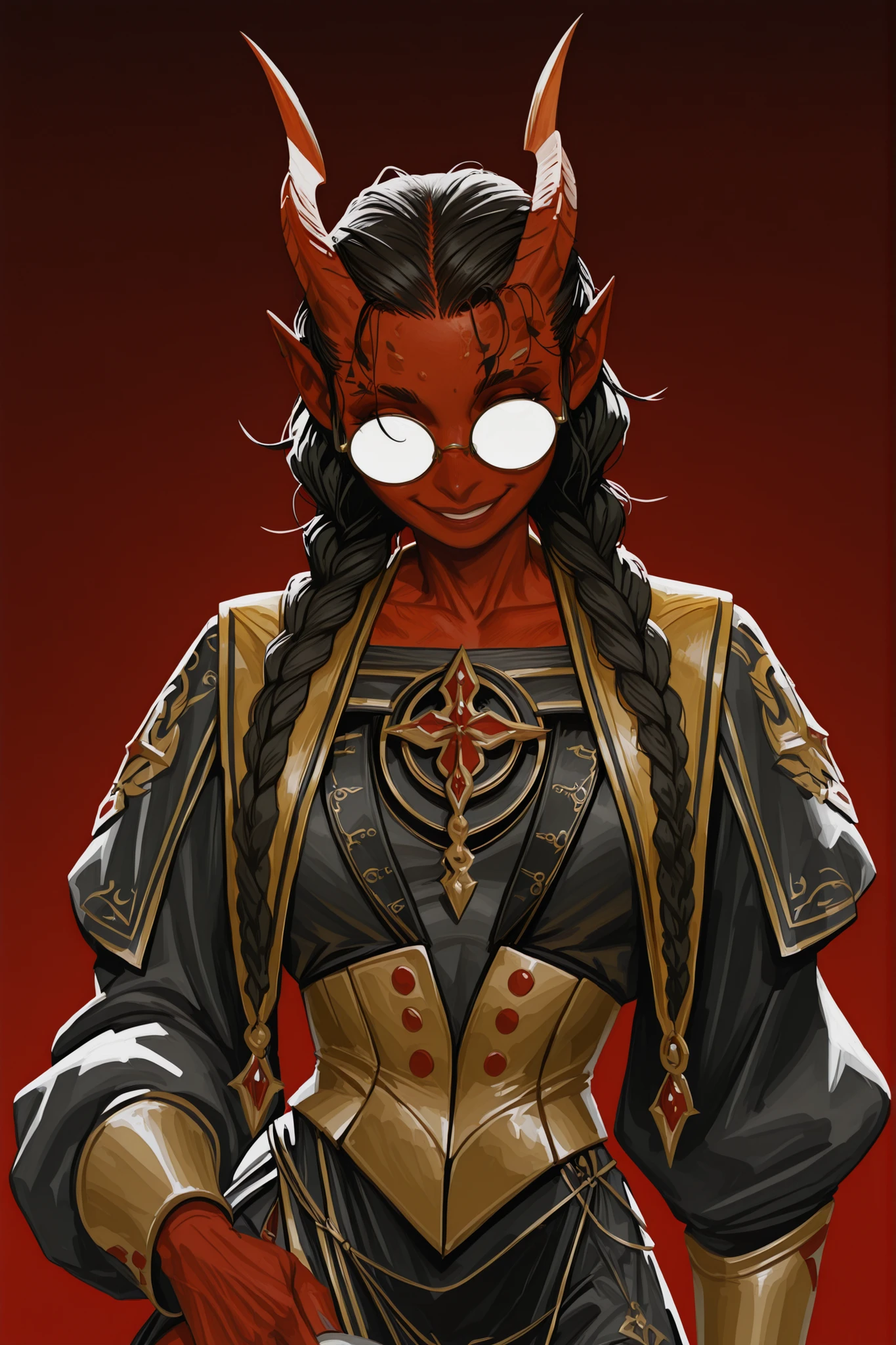pretty demon woman wearing a christmas sweater, upper body, art by gerald brom