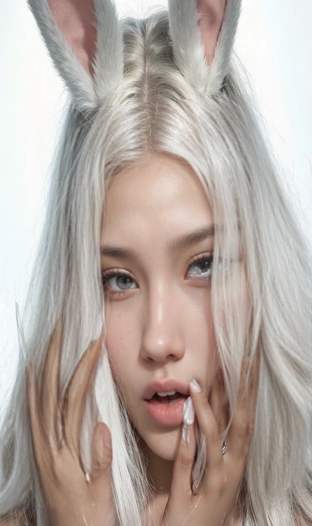 RAW Photo, Portrait, Best Quality, Ultra High Resolution, Realistic, Clouds, Mountains, ((Best Quality, 8K, Masterpiece: 1.3)), Perfect Girl with White Hair, Pale Skin, Transparent, [ { Transgender/Transvestite + Beauty Blogger: 1.2} , Welcome.