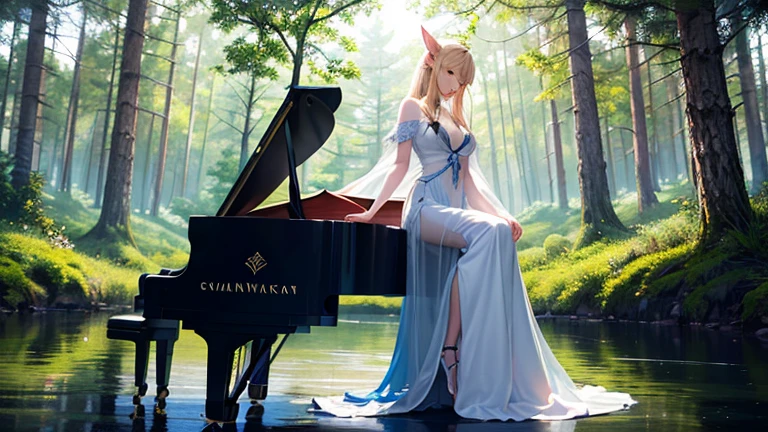 a grand piano、10 arms、Fox face、The body is an octopus