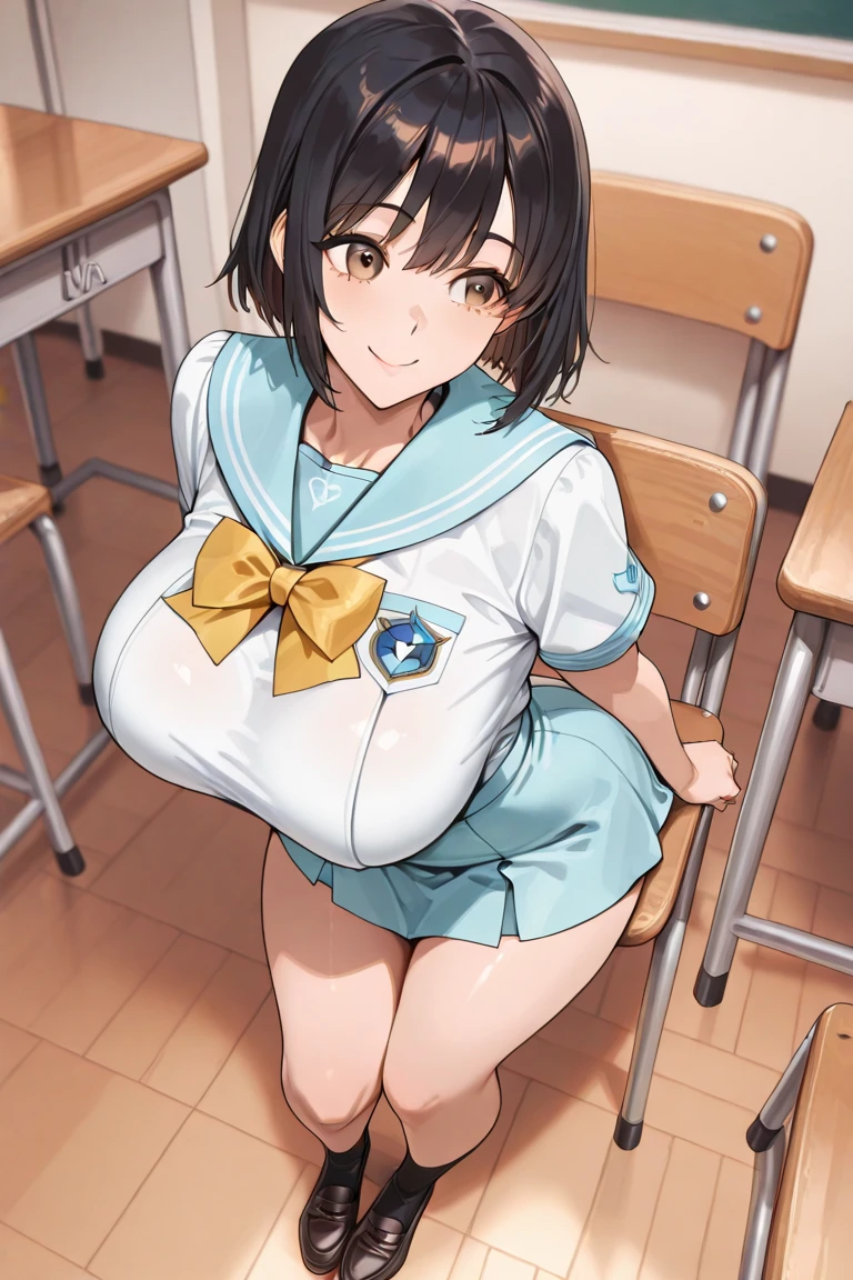 (grabbing another's breasts, disembodied limb, grabbing from behind), One girl, highest quality, Super detailed, masterpiece, Ultra-high resolution, 8k, Ridiculous, Cowboy Shooting, Focus on the girl, Embarrassing, blush, Lovely, Close one eye, With tears in her eyes and her mouth open, What saliva leaves behind, Sticky panties,  White lace panties, Bulging of the vibrator cord, Vibrator with Garters,  Classroom Background, (Videl:1.1), (competition swimsuit), The skirt is accidentally exposed,medium breasts, huge nipples, Accidentally exposed panties